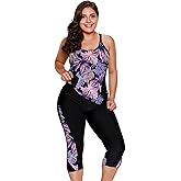 LALAGEN Womens Plus Size Swimsuits 2026 Modest Rash Guard Capris Tankini Bathing Suits Two Piece Bathing Suit Swimwear