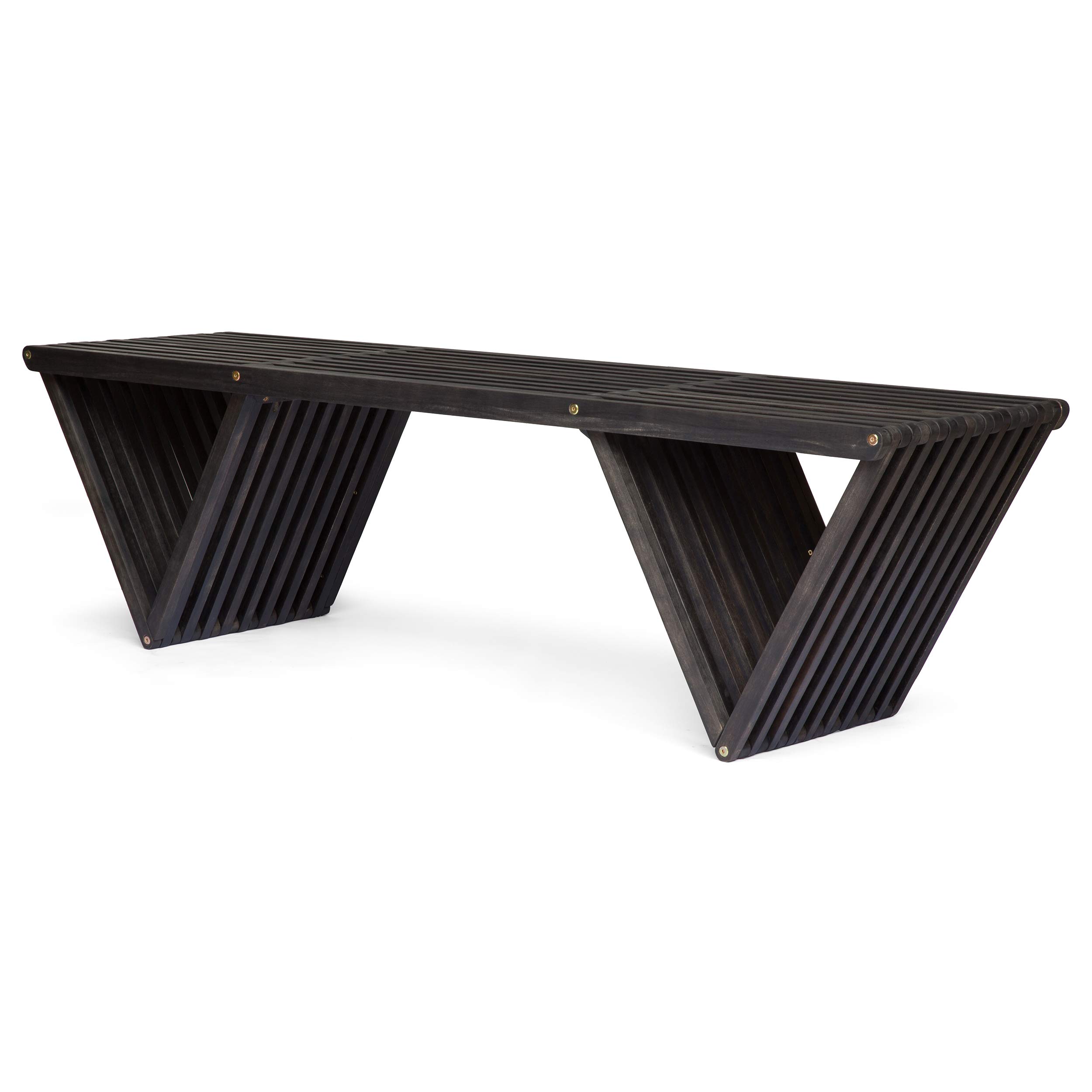 Photo 1 of Christopher Knight Home Esme Outdoor Acacia Wood Bench, Dark Gray Finish