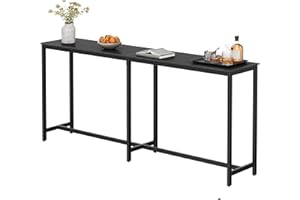 Homleke 71" L Bar Table,Narrow Long Kitchen Dining Table, Counter Bar Height Table, High Pub Desk,Metal Frame, Black