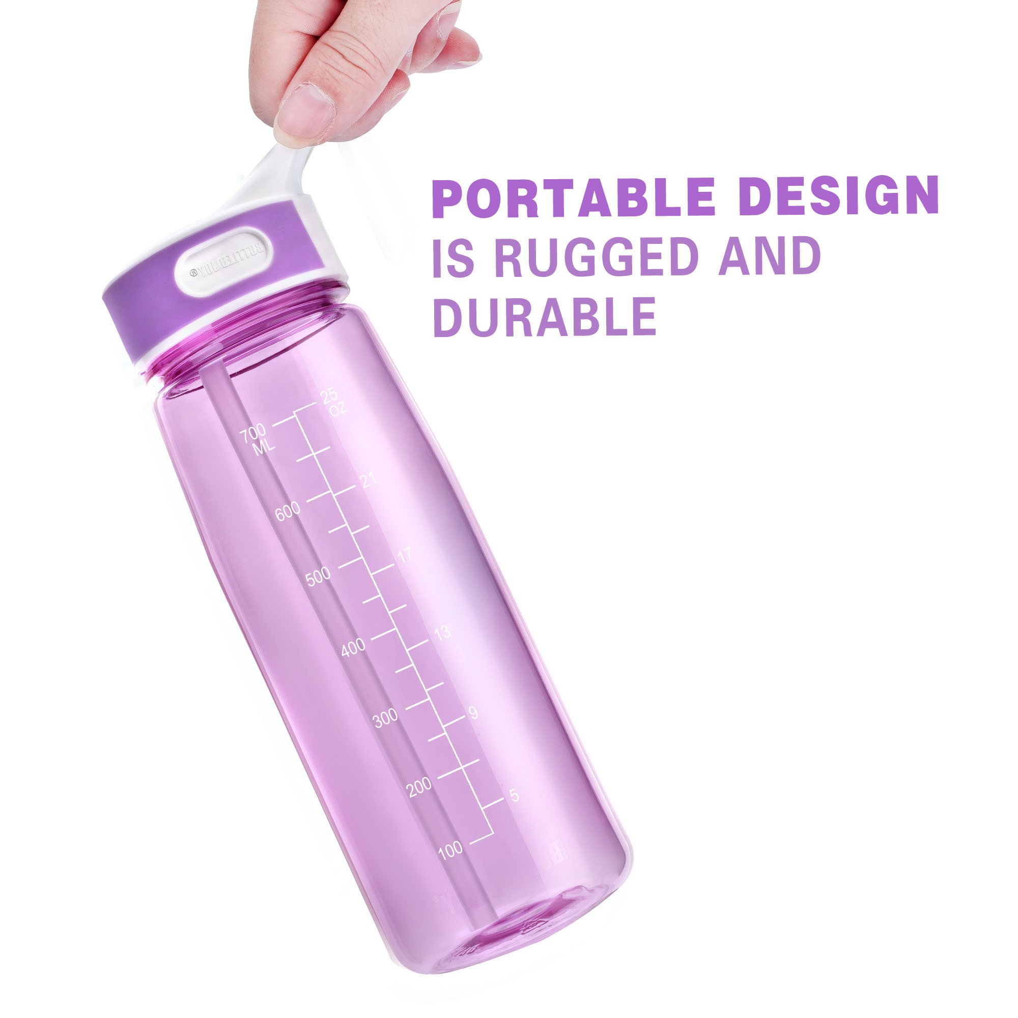 Sports Water Bottle Tritan Water Bottles Spill Proof BPA-Free for Sport Outdoor Travel Camping Picnic 800ml - Purple