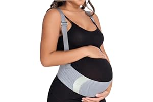 MAMODY Belly Bands For Pregnant Women Maternity Belt Pregnancy Belly Support Band Adjustable Pregnancy Belt with Back Brace Straps (Gray, Medium)