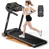 Abonow Foldable Treadmill for Home with Incline - 8.5MPH Max Speed | Dual-Screen Foldable Treadmill with Handle Bar,280LBS,3.0HP,Low Noise,Running for Small Spaces,Home,Apartment