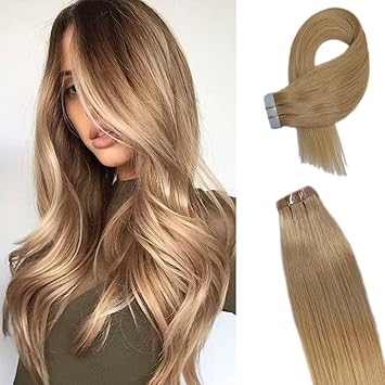 Amazon Com Tape In Hair Extensions Human Hair Silky Straight