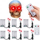 [Timer] 6PCS Halloween LED Glowing Eyes for Masks, Light Up Skull Eyes | 8 Lighting Modes, 4/6/8 Hour Timer & Adjustable Brightness, Horror DIY Glowing Eye Lights for Tombstones and Halloween Props