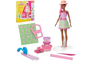 Play-Doh Barbie Garden Party Designer Doll, Make Doll Clothes with Modeling Compound & 10 Fashion Accessories, Arts & Crafts for Girls & Boys, Kids, 5+ (Amazon Exclusive)