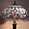 Capulina Tiffany Lamp Stained Glass Floor Lamp 2-Light 16X16X63 Inches Traditional Art Light Blue Tiffany Style Standing Lamp for Living Room Bedroom Home Office Farmhouse