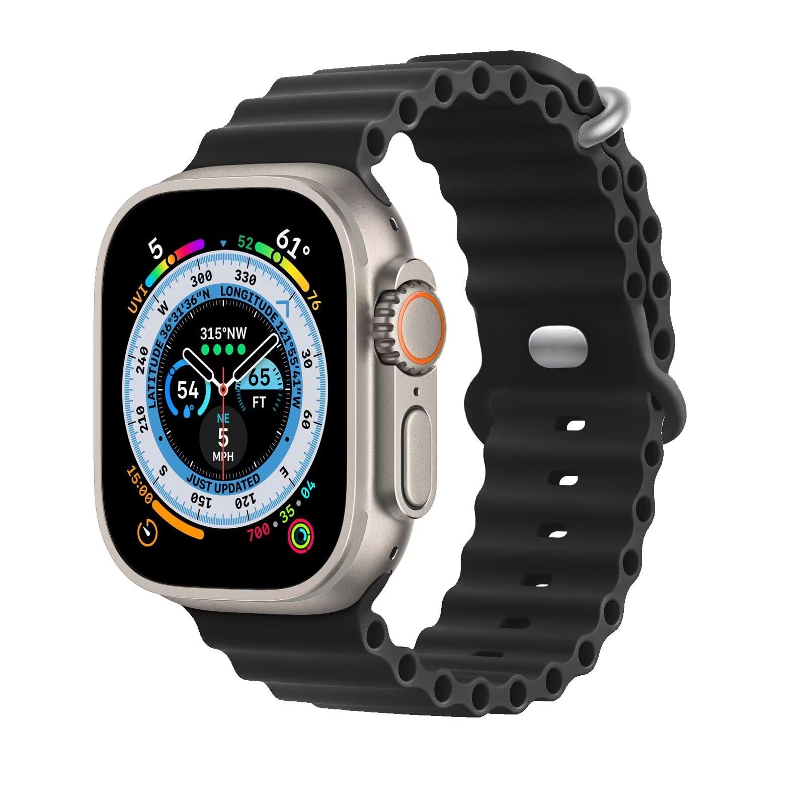 HdanMole Silicone Ocean Strap Compatible with Apple Watch Ultra 3 2 1 49mm 46mm 45mm 44mm 42mm 41mm 40mm 38mm, Soft Sport Band for iwatch Series 11 10 9 8 7 6 5 4 SE 3 2 1, Black
