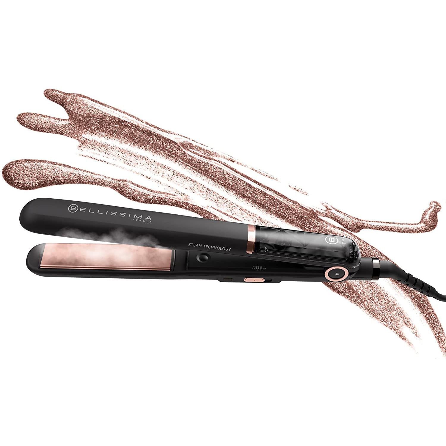 Bellissima My Pro Steam B28 100 Professional Steam Hair Straightener for a Long-Lasting Smooth Result, Ceramic Coated Plates, Adjustable Temperature 170 / 200 / 230 °C, Rapid Heat Technology, UK Plug