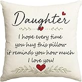 AVOIN colorlife to My Daughter Hug Throw Pillow Cover, 18 x 18 Inch Christmas Daughter Gift Lady Girls Birthday Cushion Case I Love You So Much from Mum Dad