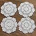 Gracebuy Pack of 4PCS White 7 Inch Round HANDMADE Crochet Lace Placemats Coasters
