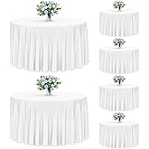 Fixwal White Round Tablecloth for 20-40'' Tables, 6 Pack Round Table Cloth Polyester Fabric Washable Table Covers for Wedding, Party, Banquet, Dining, Birthday Events