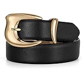 TRIWORKS Women Leather Belt for Jeans Pants Fashion Womens Waist Belts with Gold Chunky Buckle for Dresses