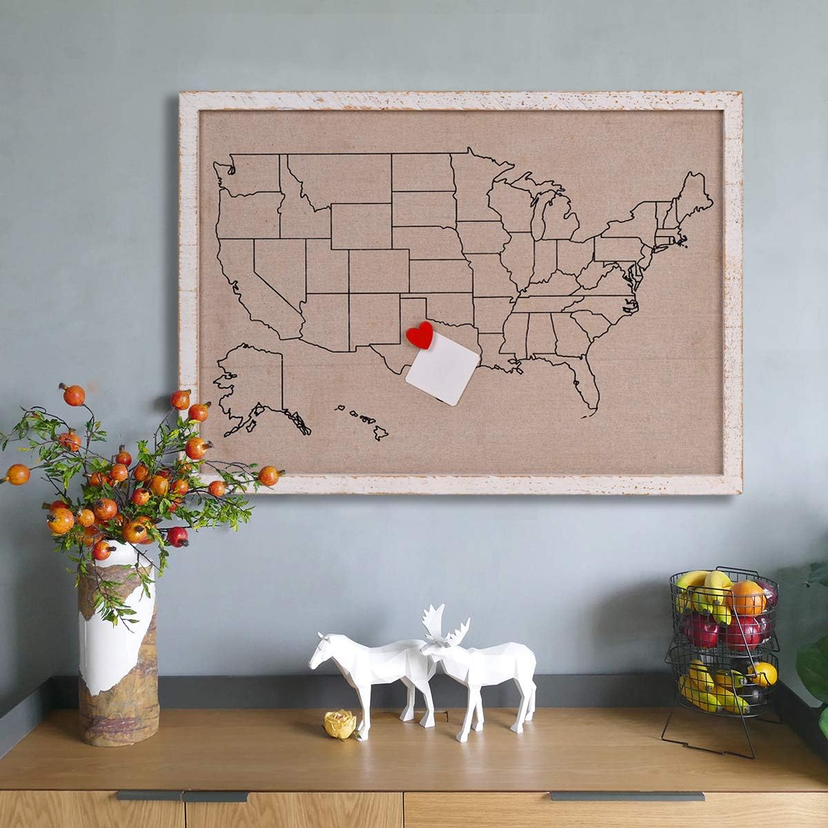 NIKKY HOME Magnetic Travel Map of USA Photo Board Message Signs - 28" x 20": Home & Kitchen