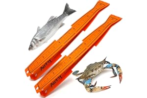 AirFly Folding Fish Measuring Board – 32in Ruler with Built-in 3.25”, 5”, 5.75” Gauges – Dungeness, Blue Crab, Lobster – Ruler for Boat, Shore, Kayak – Orange, Designed in USA - 2 Pack