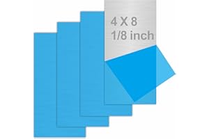 TELLYOUWIN 4Pack 6061 T651 Aluminum Panels Sheets 4x8x1/8 Inches Metal Aluminum Sheets & Plates Rectangle Metal Plate Covered with Protective Film Aluminum Sheets Flat Plain Plate Panel (4)