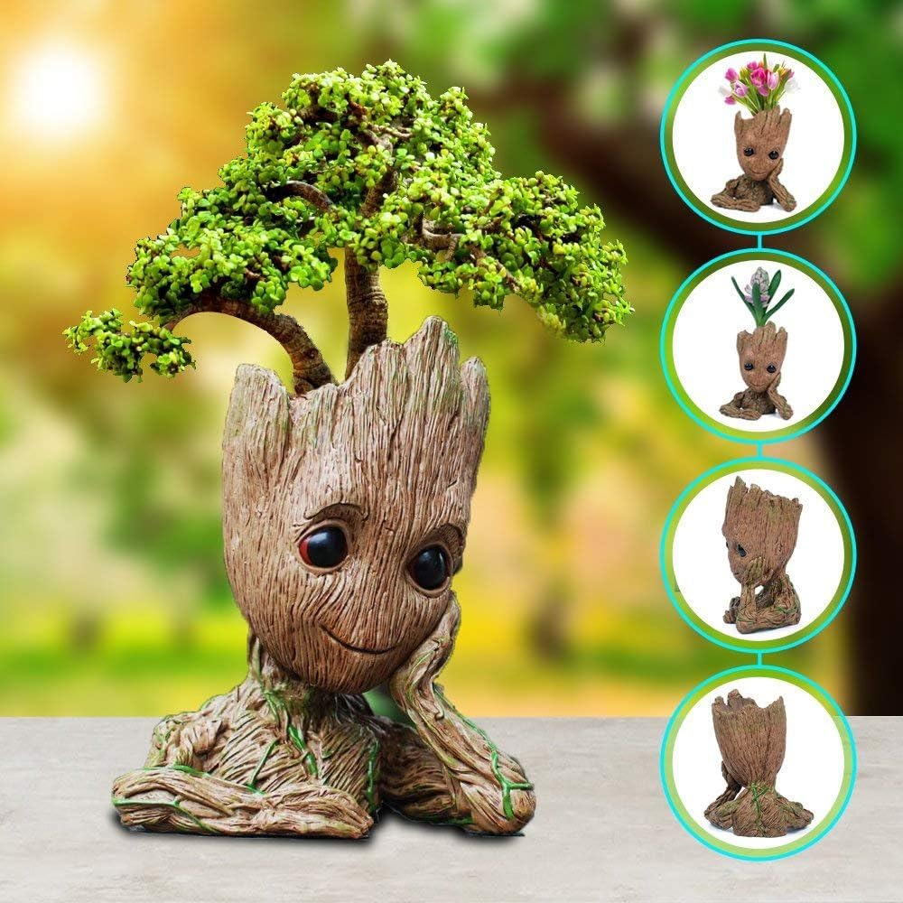 QSJi Groot Flower Pot Groot Action Figures Guardians of The Galaxy Kids Toy Baby Cute Groot Figure Model Toy Pen Pot Pop Figure 6.3"