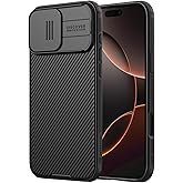 Nillkin for iPhone 16 Pro Max Case with Slide Camera Cover, [Upgraded Camera Lens Protection] Slim Shockproof Protective Phone Case for iPhone 16 Pro Max 6.9 inch, Black
