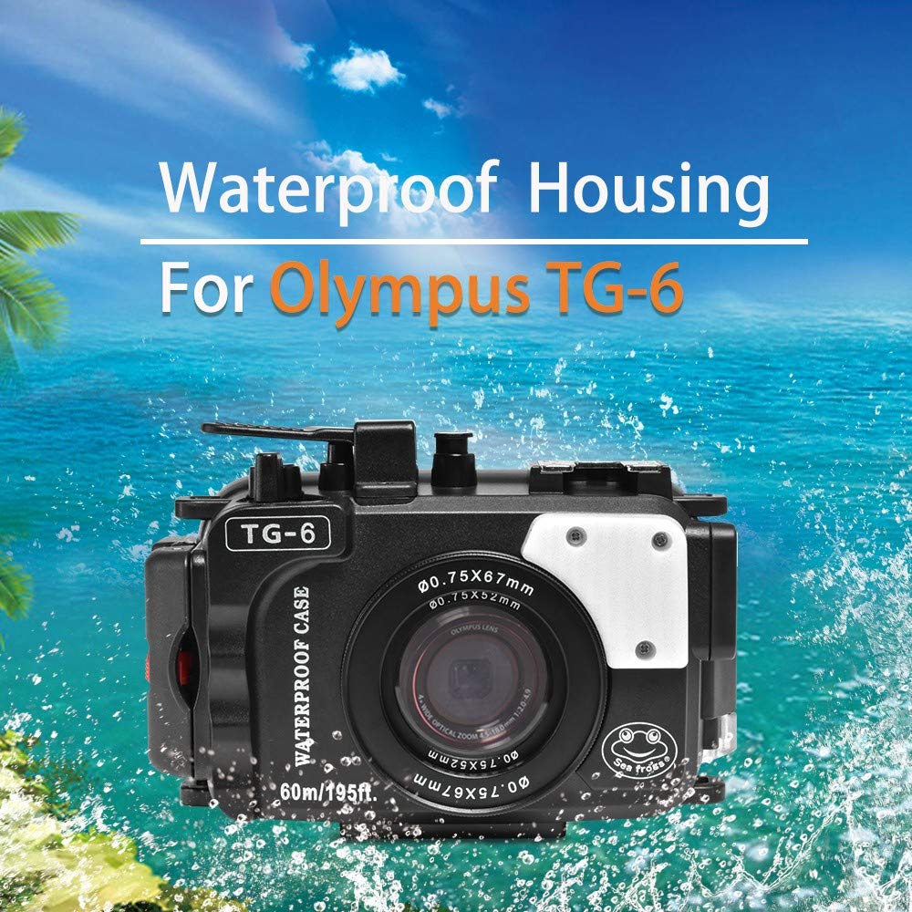 SeaFrogs Underwater Housing for Olympus Tough TG-6 [60m/195ft] Professional Scuba Case Waterproof Diving Case for Olympus tg6, w/Inbuilt Leak Detection Sensor, Vacuum Pump Interface-Black