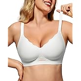 HORISUN Women's Wireless Push Up Bralette - No Underwire Scalloped V-Neck Full Coverage Soft Support Bra