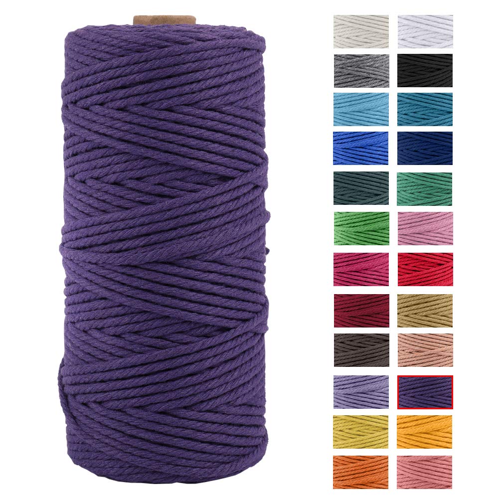 JeogYong Macrame Cord Thick Natural Cotton Cord Yarn Macrame Rope for Wall Hangings, Plant Hangers, DIY Crafts, Home Decorations, Gift Wrapping 3mm x 100m (Modena)