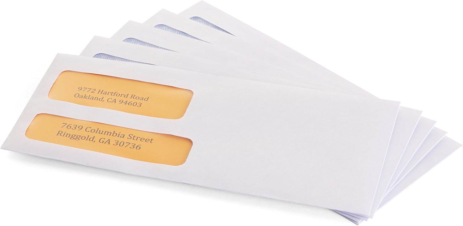Basics #9 Double Window Security Tinted Envelopes, White, 500 ct : Office Products