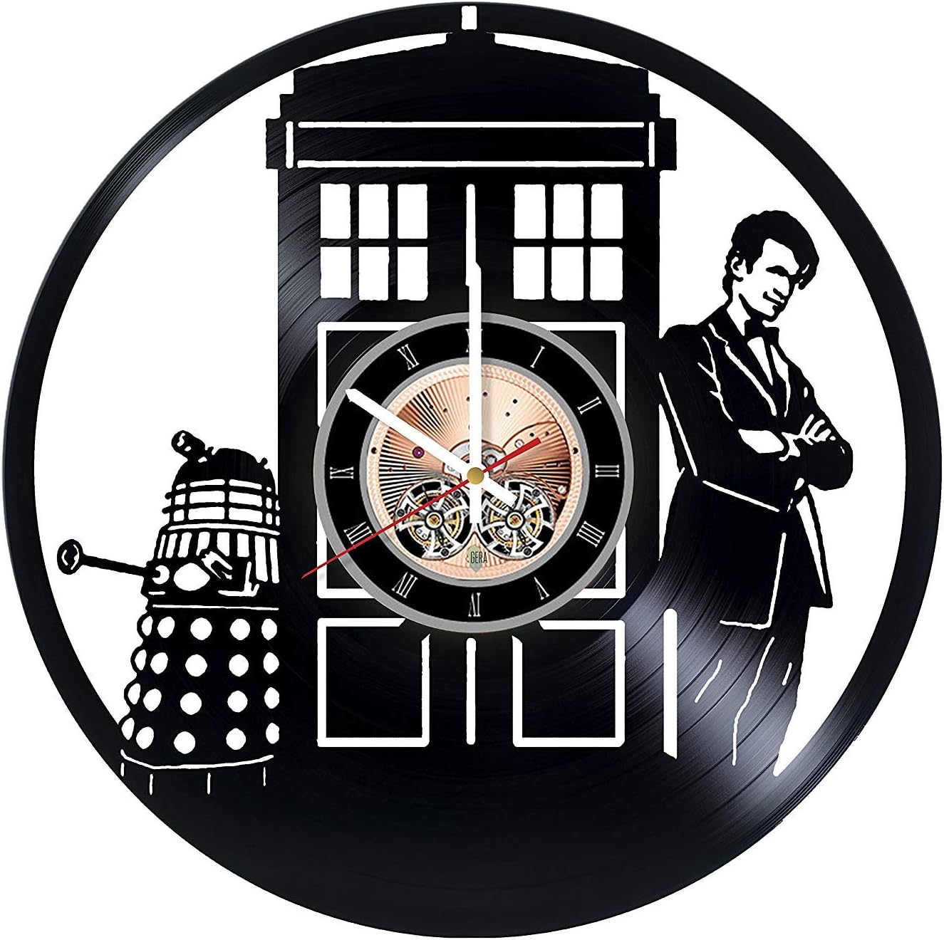 Doctor Who Tardis Vinyl Record Wall Clock - Living Room Wall Decor - Gift Ideas for Friends, Teens, Boys - Adventure Movie Unique Art Design