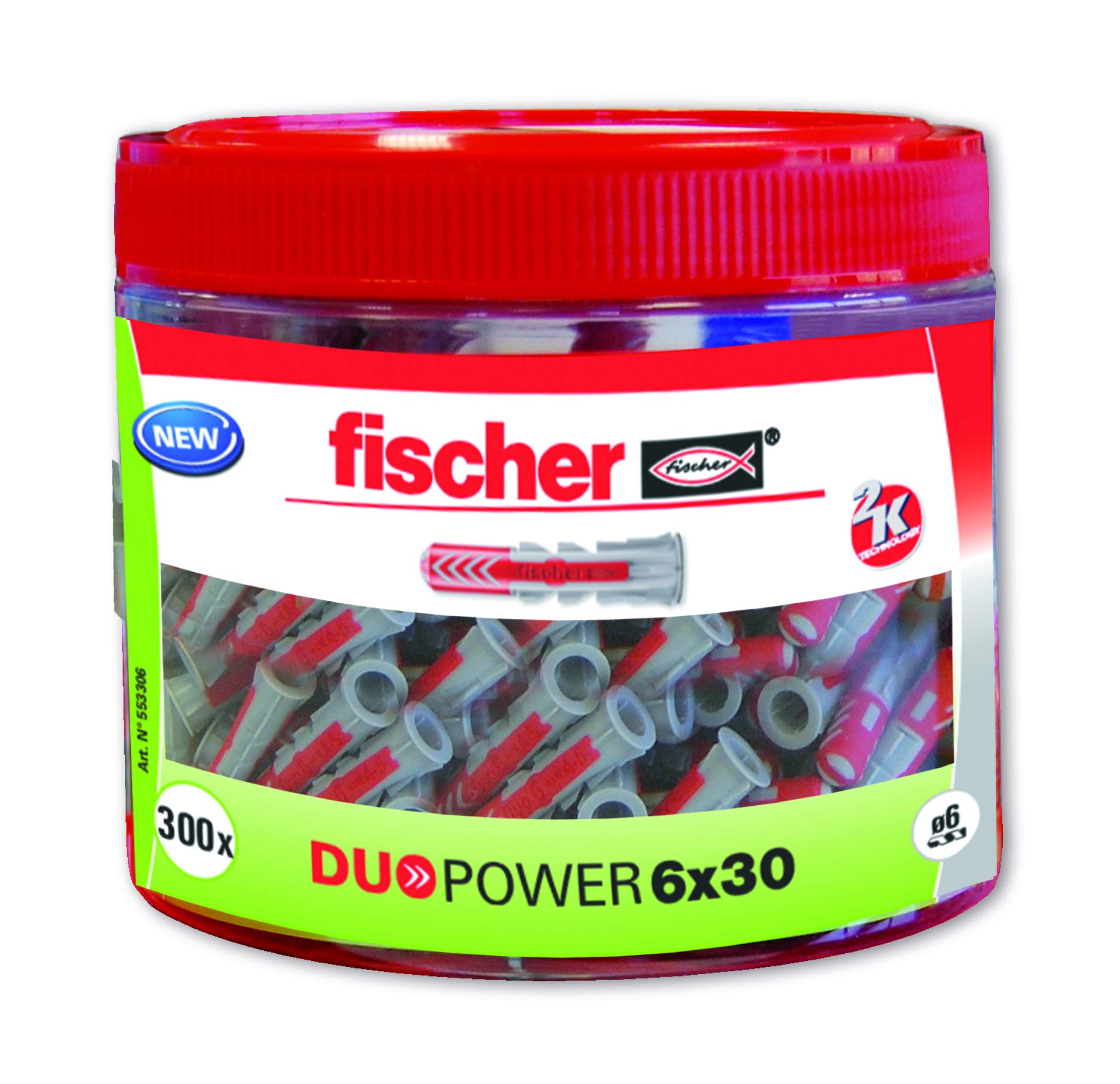 fischer Nylon Cleat, Grey/Red, 6 x 30