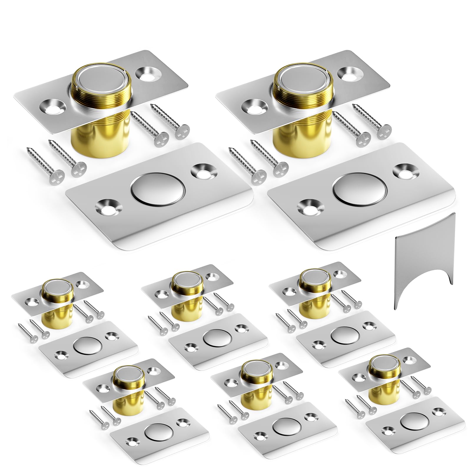 Tonitrui Silent Ball Catch, Adjustable Strong Magnet Door Catch，Using Noise Free, Replacing Door Ball Catch, with Identical Installation Dimension(8 Pack, Silver)