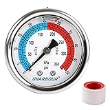 UHARBOUR Water Pressure Gauge,Glycerin Filled, 0-50