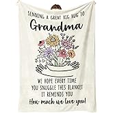 Afterprints Grandma Gifts Blanket, Birthday, Valentines Gifts for Grandma from Grandkids, Best Grandmother Presents, Hug Floral Throw Blankets 50'' x 60''