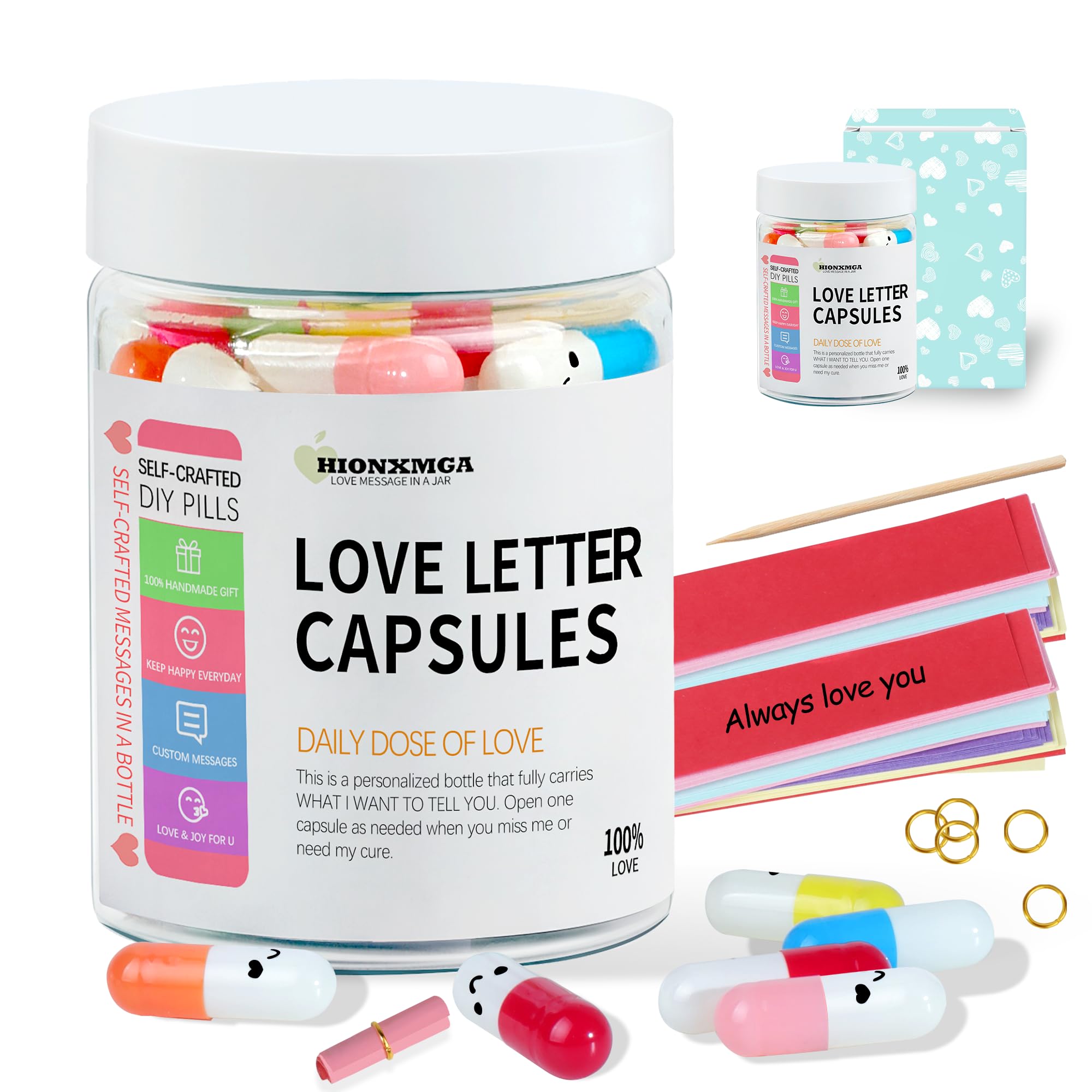 Photo 1 of HIONXMGA 90PCS Love Capsule Messages in a Plastic Bottle, Cute Couple Gifts for Girlfriend Boyfriend Him Her Mom Birthday Anniversary Christmas Valentines Mothers Day Gifts