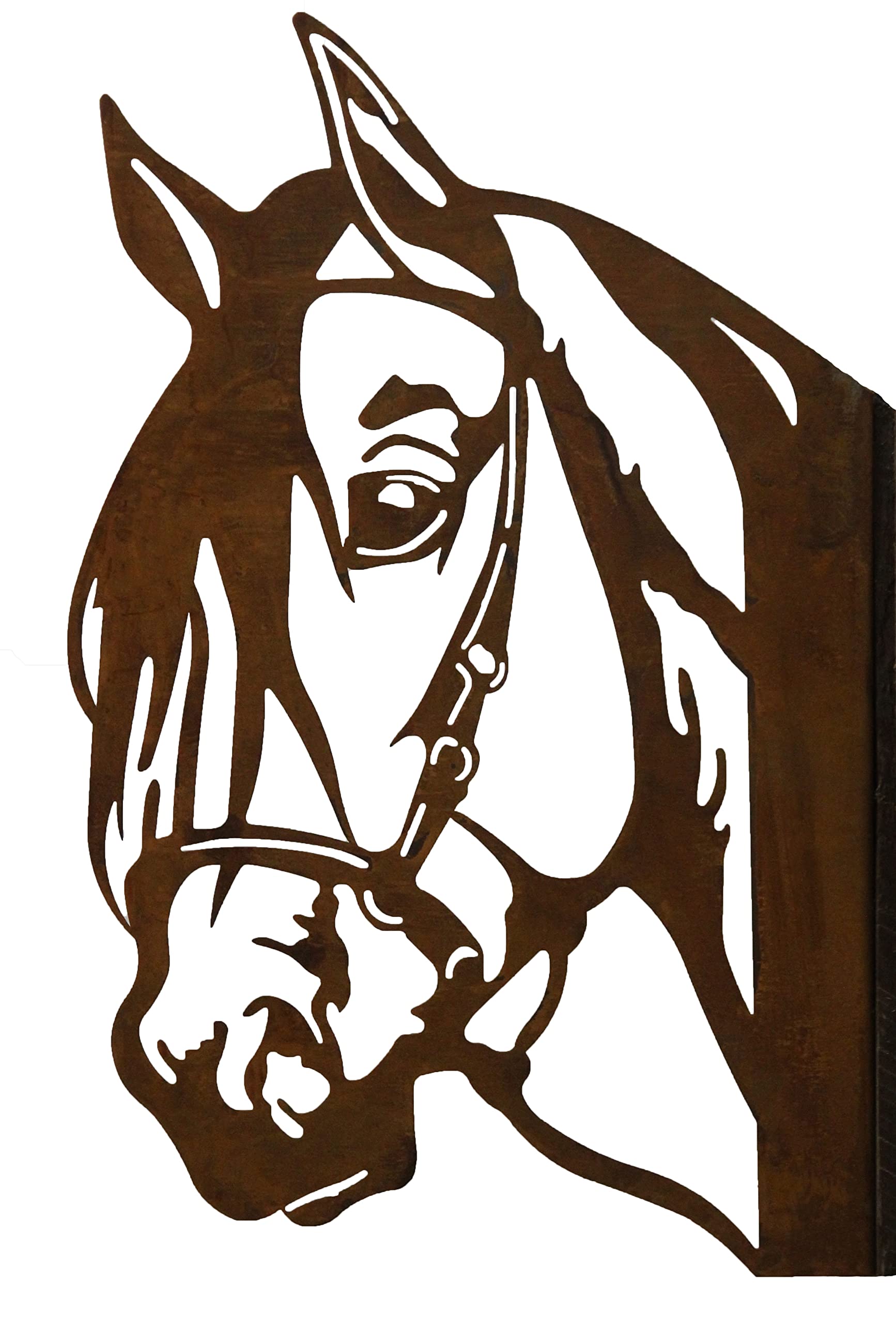 Bornhöft Tree Stake Metal Rusty Garden Decoration Patina Cow Head Wall Decoration for Screwing on (Horse Patina)