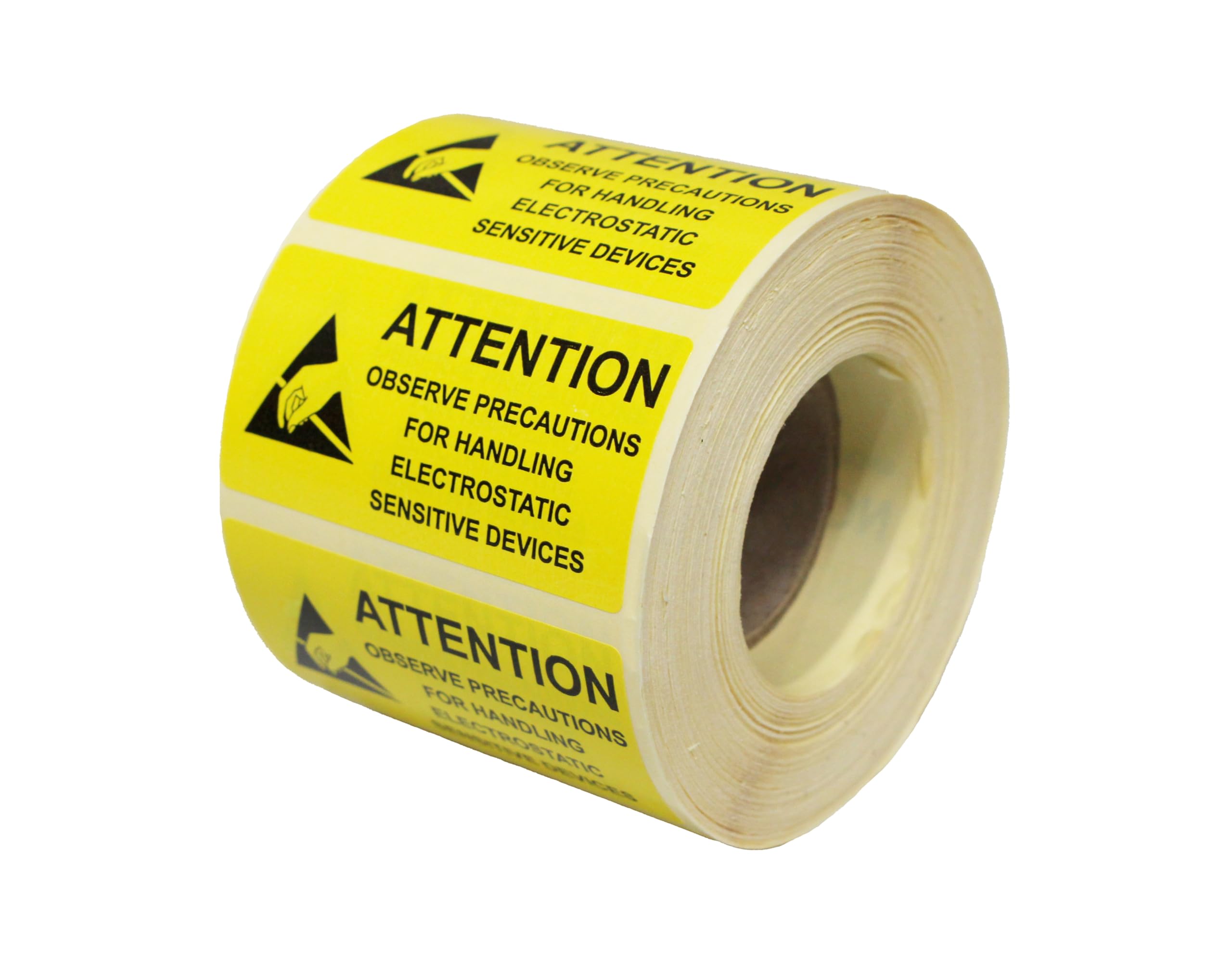 Kill Stat 1000 Pcs Per Roll, ESD Warning Labels Attention for Handling Static Devices, Static Warning Stickers, Black/Yellow, Easy to Apply, 38 x 75mm
