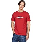 Tommy Hilfiger Mens Short Sleeve Cotton Graphic T-Shirts with Embroidered Flag Logo, Also Available in Big & Tall