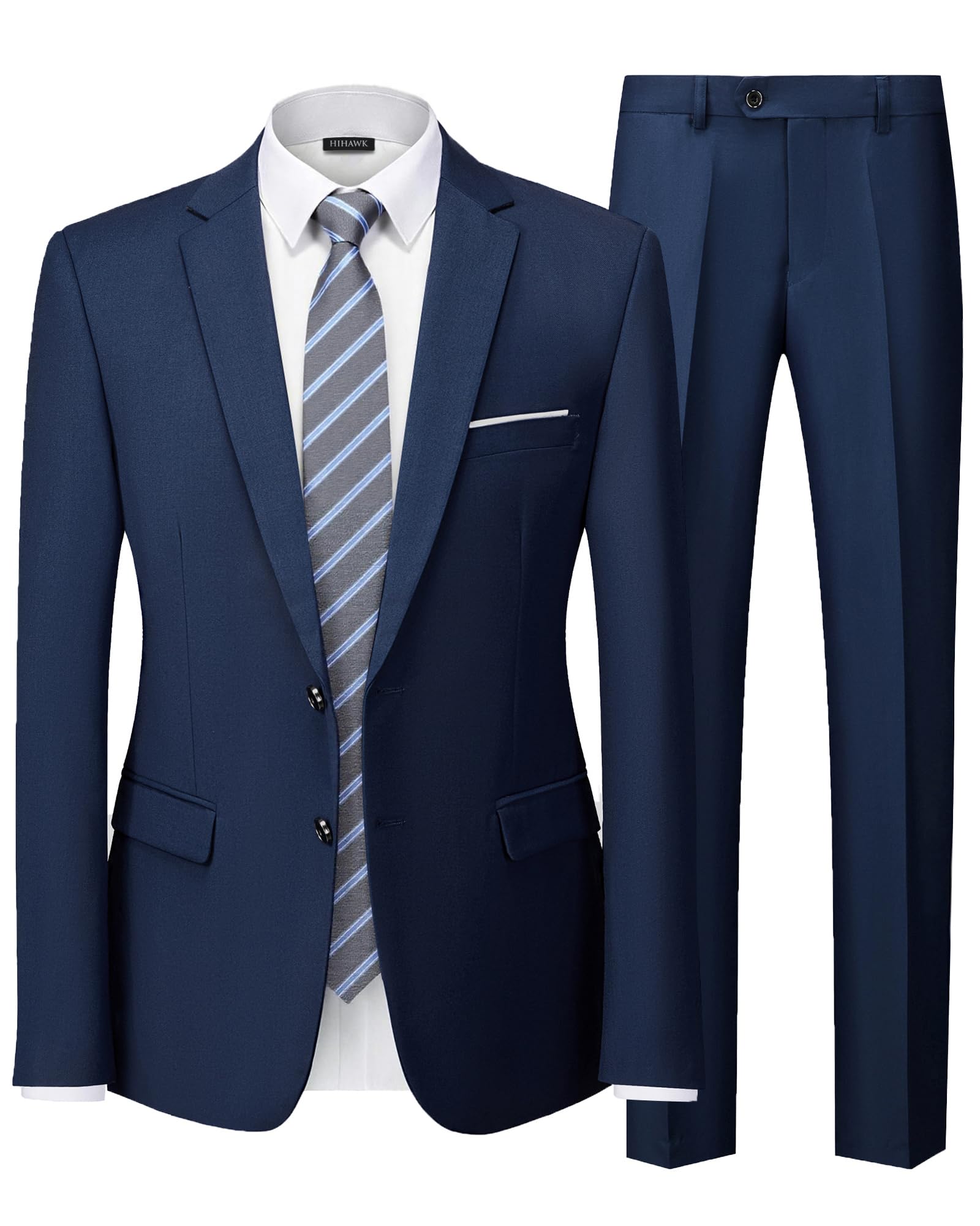 Hihawk Men's 2 Piece Slim Fit Suit with Stretch