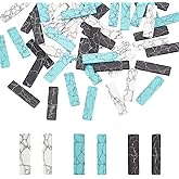 arricraft 60 Pcs Synthetic Turquoise Cabochons, 25x7x2mm 3 Colors Cracked Stone Cabochon Dyed Rectangle Flatback Cabochons for DIY Jewelry Making (G-AR0004-62-US10)