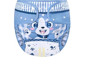 Littleforbig Washable Adjustable Reusable Waterproof Cloth Adult Diaper Wrap Cover- Little Blue M
