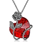 ASTRKIP Black Rose/Skull Crystal Necklace Sterling Silver Gothic Jewelry Gift for Women