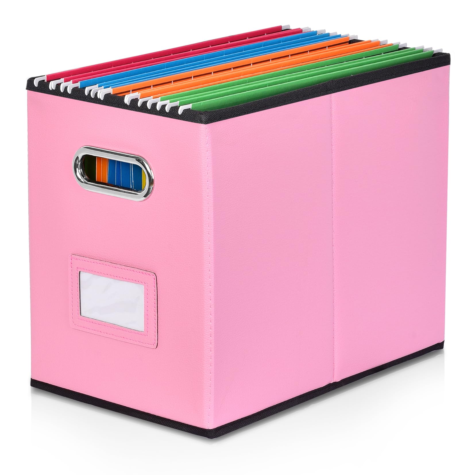 Umtiti A4-Size File Organizer Box（Folders not included. File Folder Storage, Durable Hanging Lidless File Box for Office/Decor/Home,Pink.XS