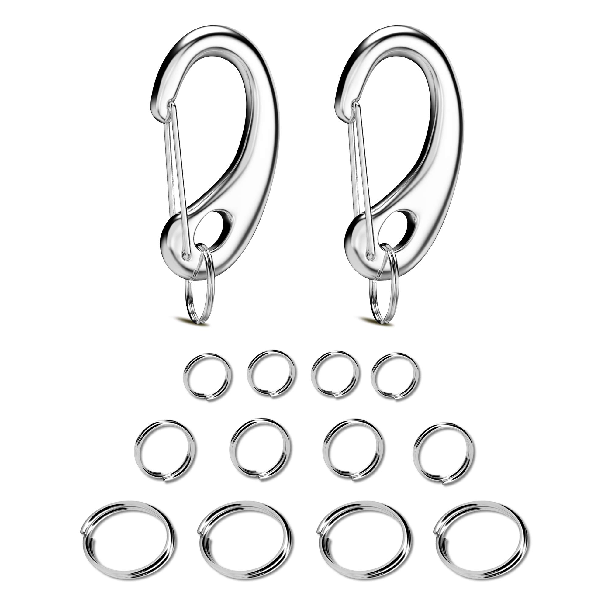 Divoti Pet Tag Quick Clip/Sping-load Hook Combo for Pet ID Tags - 2 Large w/Pack of Split Rings
