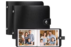 XFVEIWOO 2 Pack Small Photo Album 4x4 Hold 64 Photo Leather Cover, 4 X 4 Album Book Black Inner Page 4x4 Picture Artwork, Wedding Family Baby Photos (Black)