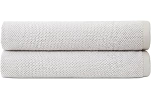 Cozy Earth Nantucket 60% Cotton 40% Viscose from Bamboo Bath Sheet - 600 GSM Plush & Fast-Drying with Rice Weave Pattern - 2 Pack 40" x 65" Luxury Bath Sheet - Light Grey