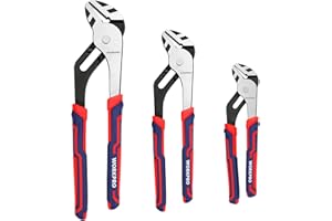 WORKPRO 3 Piece Groove Joint Plier Set, 12/10/8 Inch Adjustable Water Pump Pliers, Straight Jaw Pliers for Home Repair, Gripping, Nuts, Bolts, Pipe & Fittings