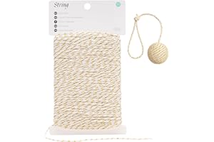 joycraft Gold White Cotton Twine - 164FT 2mm Craft String, Wrapping String for DIY Crafts, Christmas Party Decoration, Hangin