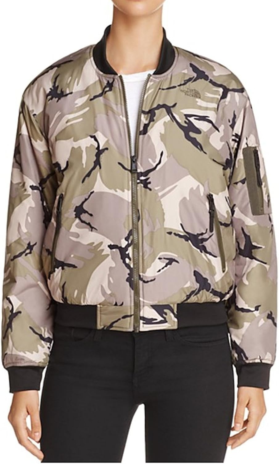 north face camo bomber jacket