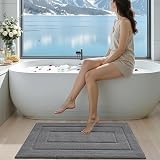 DEXI Bath Mat 60 x 110 cm Grey Microfiber Non-Slip Machine Washable Rug view 8