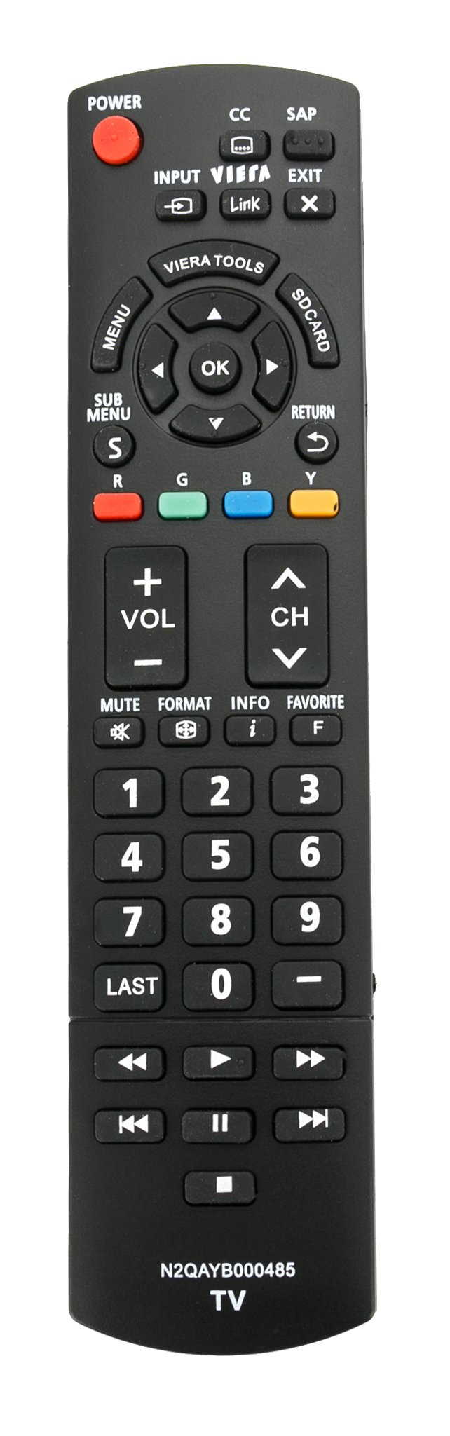 VINABTY N2QAYB000485 Remote Control Replacement for Panasonic TV TC-L32C22 TC-L37C22 TC-L32U22 TC-L42U22 TC-L42U25 TC-P46S2 TC-P50S2 TC-P58S2 TC-P65S2 TC-50PS24 TC-58PS24 TC-65PS24 TC-42LD24 TC-50PX24
