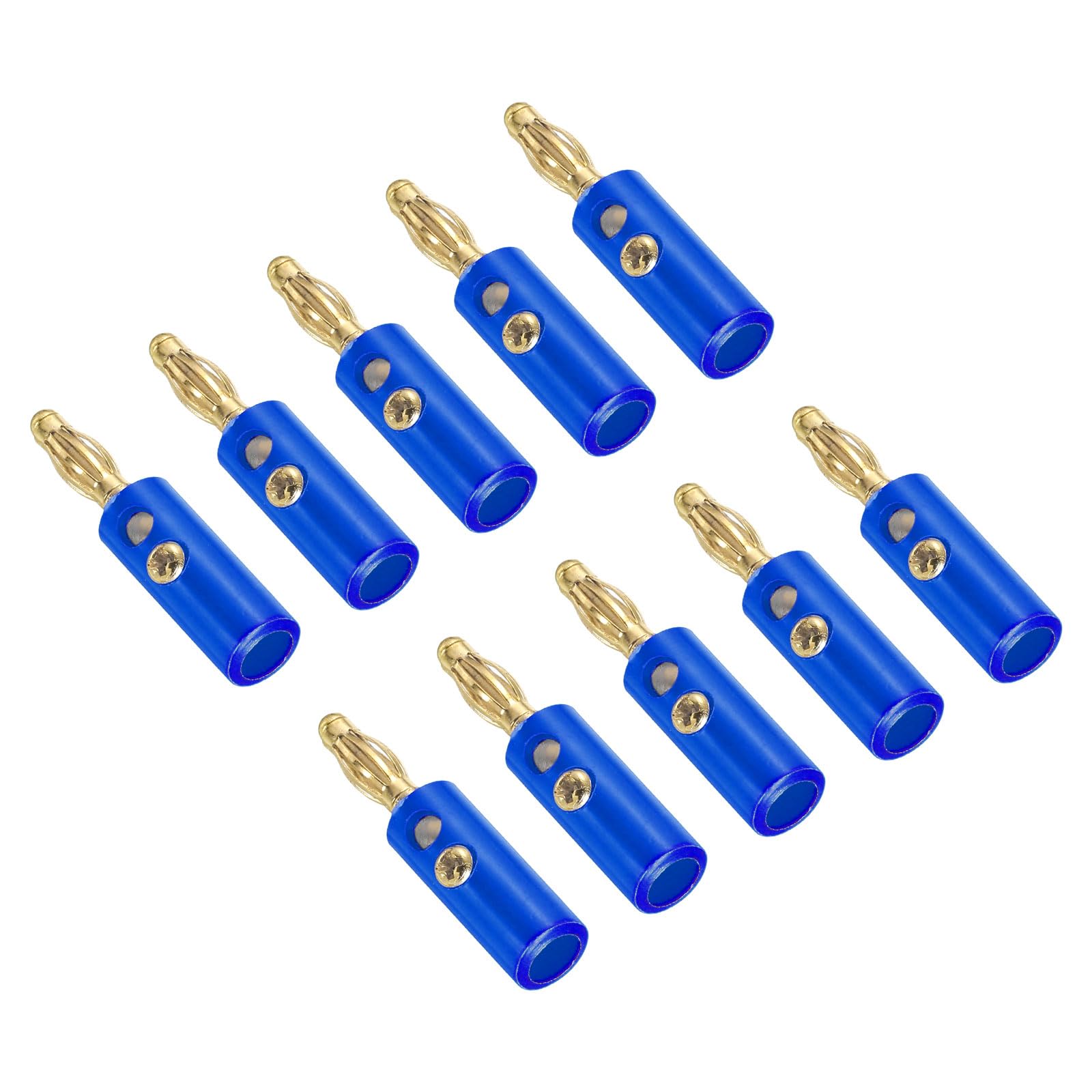 PATIKIL 10 Pack Banana Plugs Connector Screw Type Speaker Banana Plugs 4mm Gold-Plated Alloy Dark Blue for Speaker Wires, Sound Systems, Video Receivers, Home Theater