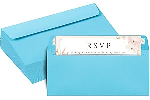 #10 Blue Envelopes Self Seal, 50/pack, Colored Envelopes Letter Size 4 1/8 x 9 1/2 inch, Business Envelopes #10 for Cards, In