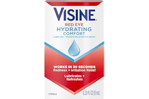 Visine Red Eye Hydrating Comfort Redness Relief and Lubricant Drops to Help Moisturize and Relieve Due to Minor Eye Irritations Fast, Tetrahydrozoline HCl, 0.28 fl. oz